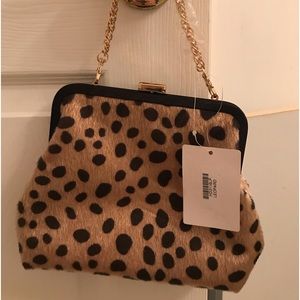 Woman’s leopard print small purse with chain